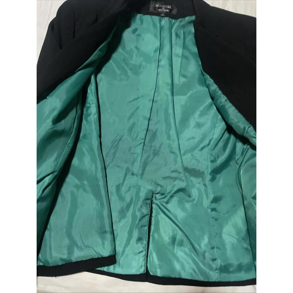 Signature By Larry Levine blazer Size 14 Black With Green Lining - Picture 4 of 5